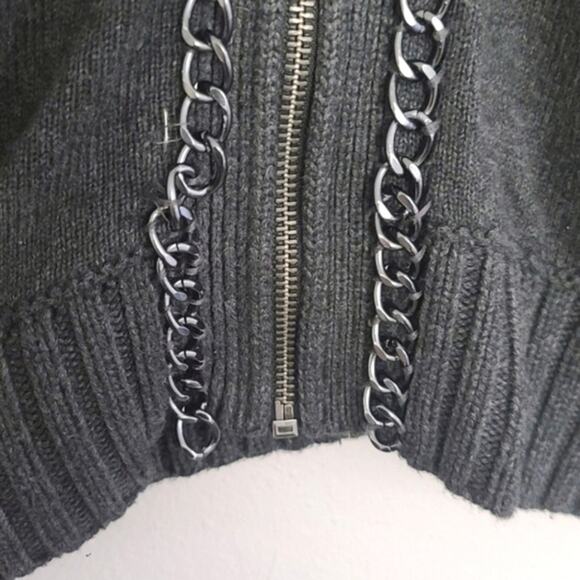 Michael Kors Women’s Cardigan Coastal Preppy Minimalist Zip Dark Gray Size M - Picture 6 of 9